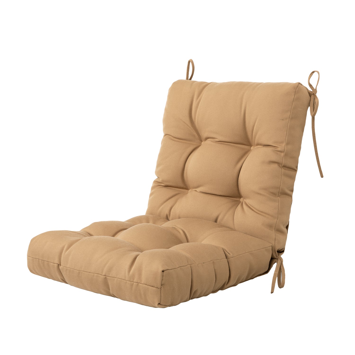 Artplan Outdoor Cushions Wicker Tufted Pillow with Back for Outdoor Furniture, Rocking Chair Cushion Premium Tufted Pads Set of Upper and Lower with Ties