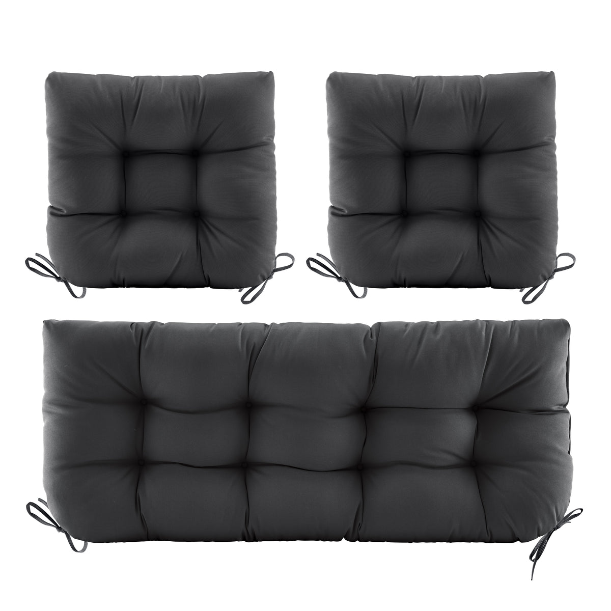 3 Pieces Outdoor Chair Cushions Clearance with Ties,44x19x5 Inches,1 Love seat &2 U-Shape Tufted Patio Bench Cushions for Wicker Outdoor Furniture,All Weather