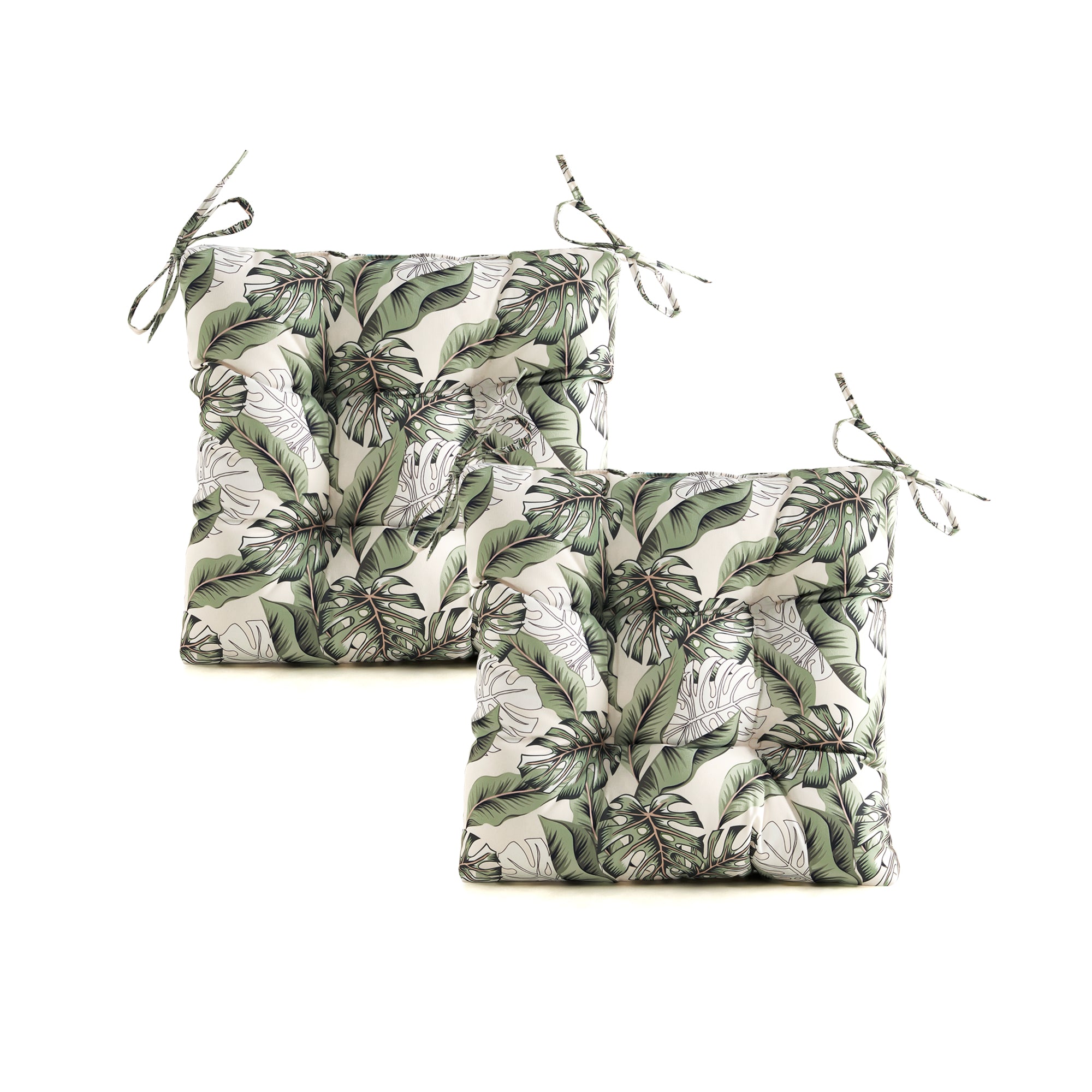 ARTPLANT Outdoor Dinning Seat Pads Cushions with Tie 19"x19"x4",Square Wicker Outdoor Tufted Chair Cushion,Set of 2