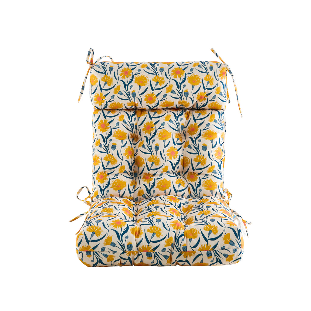 ARTPLAN Patio Chair Cushions Combined Seat and Back,Tufted Outdoor Swivel Chair Cushion with Tie,40"x20"x4"，Floral