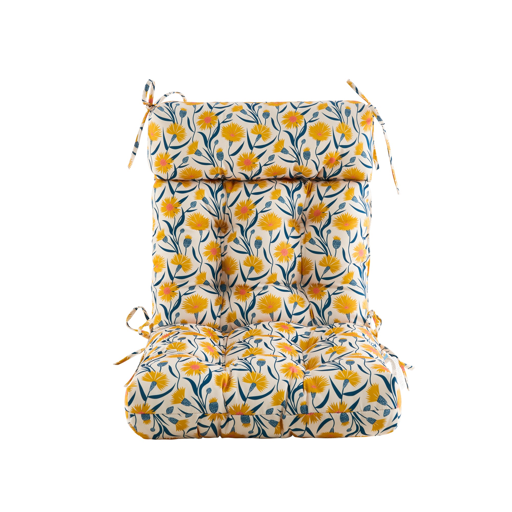 ARTPLAN Patio Chair Cushions Combined Seat and Back,Tufted Outdoor Swivel Chair Cushion with Tie,40"x20"x4"，Floral