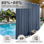 Waterproof Outdoor Curtains for Patio, Premium Thick Sunproof 90% Blackout Curtains with Rustproof Grommets for Porch, Pergola, Cabana, 2-Pack Set