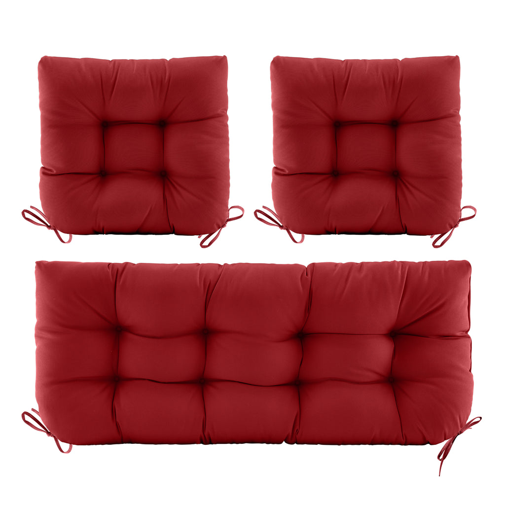 3 Pieces Outdoor Chair Cushions Clearance with Ties,44x19x5 Inches,1 Love seat &2 U-Shape Tufted Patio Bench Cushions for Wicker Outdoor Furniture,All Weather,