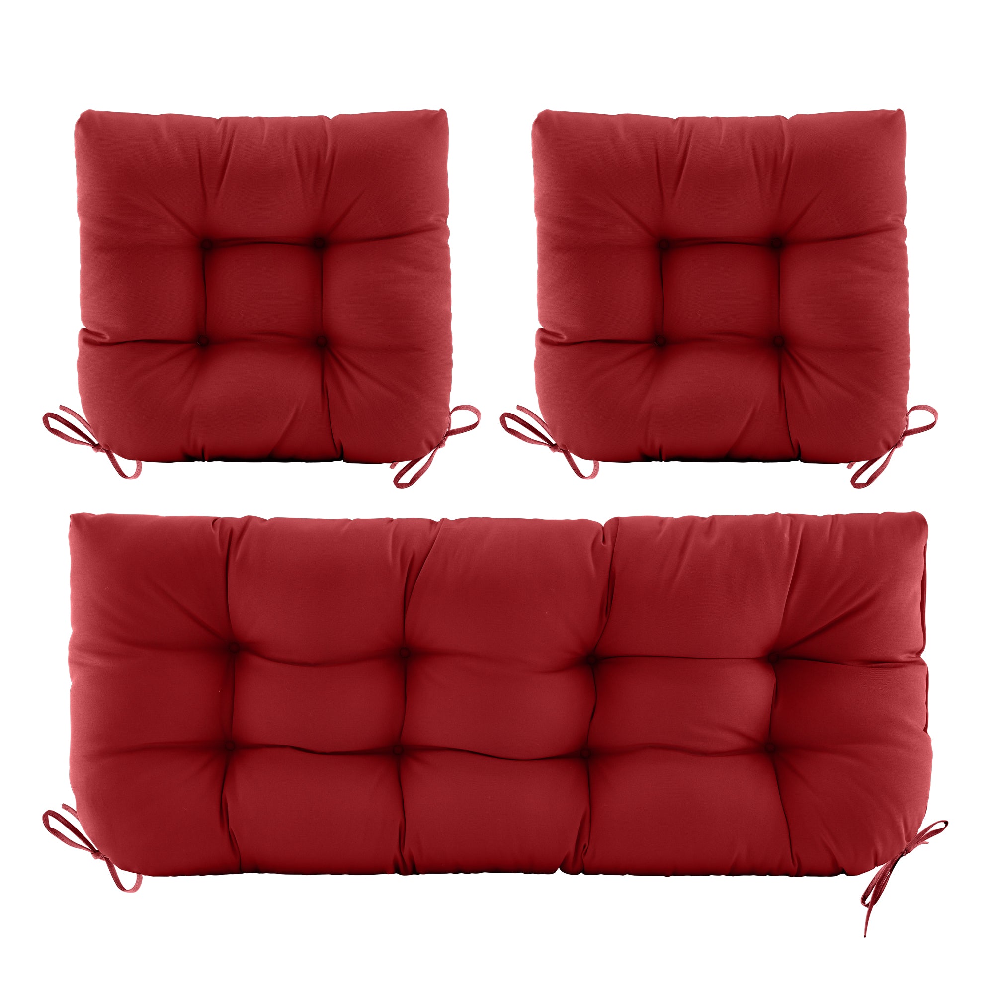 3 Pieces Outdoor Chair Cushions Clearance with Ties,44x19x5 Inches,1 Love seat &2 U-Shape Tufted Patio Bench Cushions for Wicker Outdoor Furniture,All Weather,