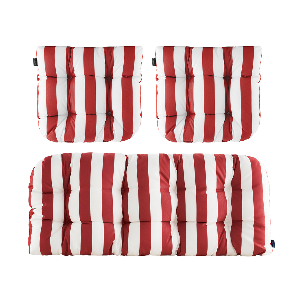 ARTPLAN Outdoor Chair Cushions,3 Piece Loveseat Outdoor Cushions Set,Tufted/Wicker Patio Cushion for Patio Furniture All Weather,44"x19"x5"
