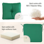 Deep Seat Pillow and High Back Chair Cushions Outdoor Water Repellent Replacement Patio Seating Cushions,Seat 24"x24"x6",Back 22"x24"x6"