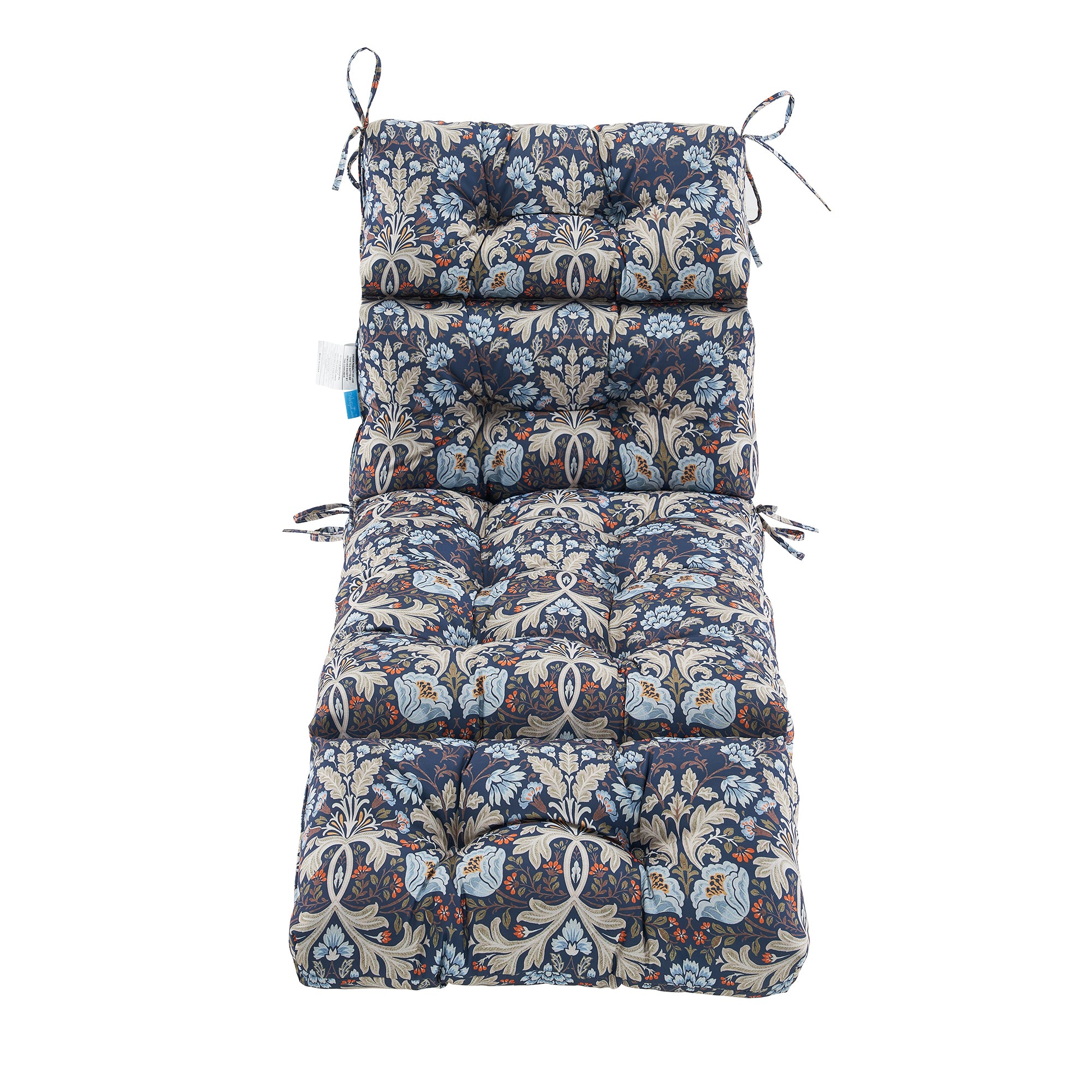 ARTPLAN Outdoor Chaise Lounge Cushion 72x22x4 inches, Floral Tufted Thick Replacement Cushion with Ties, All Weather Wicker Patio Furniture Cushion