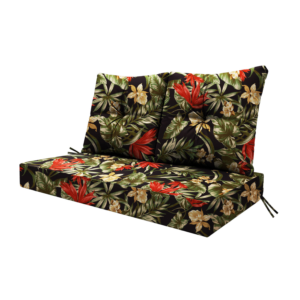 ARTPLAN Outdoor Loveseat Deep Seat Cushion Set, 46"x24"x4" Water Repellent Fade-Resistant Patio Cushions, Solution-Dyed Fabric with Removable Zipper Cover, High-Density Foam for Bench, Swing & Patio Furniture