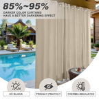Waterproof Outdoor Curtains for Patio, Premium Thick Sunproof 90% Blackout Curtains with Rustproof Grommets for Porch, Pergola, Cabana, 2-Pack Set