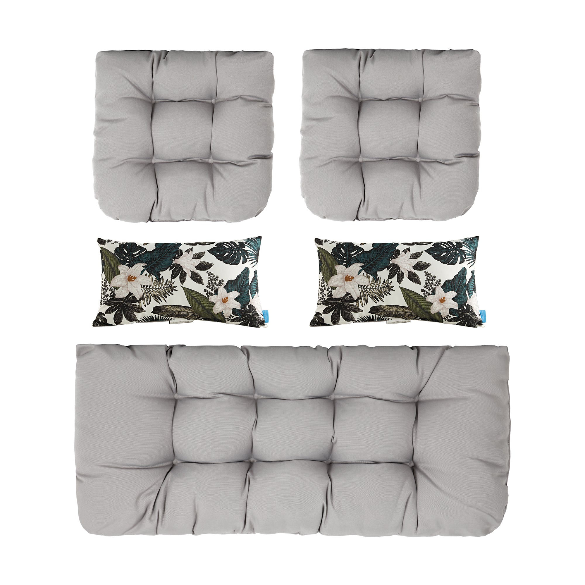 ARTPLAN All Weather Chair Outdoor Cushions Settee Loveseat Bench Cushions Set of 5 Wicker Tufted Pillow for Patio Outdoor Furniture