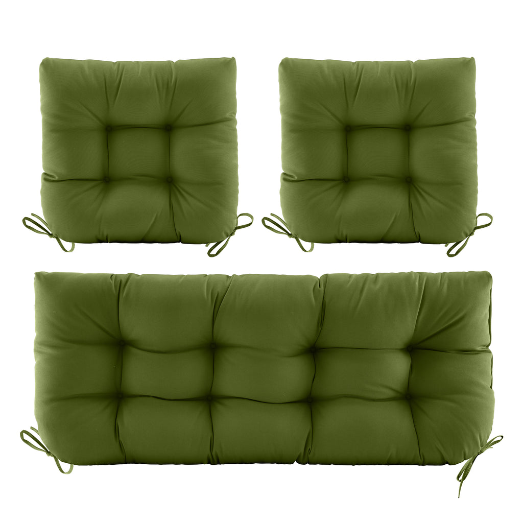 3 Pieces Outdoor Chair Cushions Clearance with Ties,44x19x5 Inches,1 Love seat &2 U-Shape Tufted Patio Bench Cushions for Wicker Outdoor Furniture,All Weather,