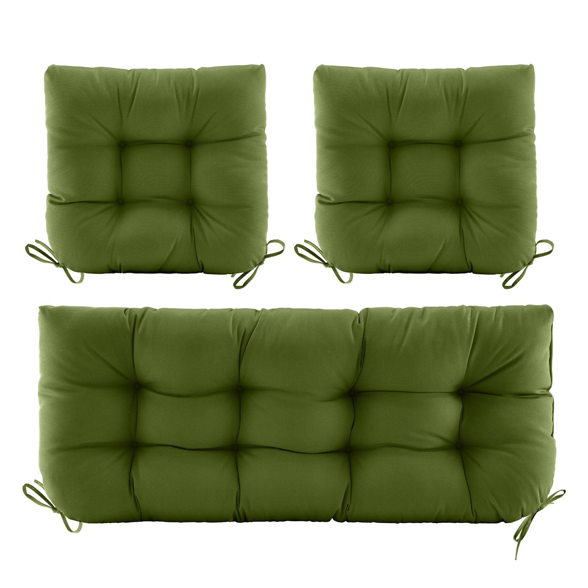 3 Pieces Outdoor Chair Cushions Clearance with Ties,44x19x5 Inches,1 Love seat &2 U-Shape Tufted Patio Bench Cushions for Wicker Outdoor Furniture,All Weather,