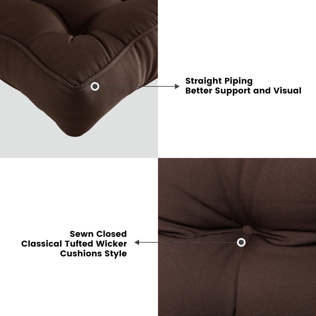 ARTPLAN Outdoor Seat Cushions,Pack of 2 Tufted  Patio Chair Pads 19x19x5 Inches Square Foam for Dining Chair