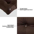 ARTPLAN Outdoor Seat Cushions,Pack of 2 Tufted  Patio Chair Pads 19x19x5 Inches Square Foam for Dining Chair