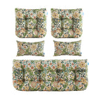 ARTPLAN Outdoor Cushions for Settee,Wicker Loveseat Cushions with Tie,Tufted Patio Cushions 2 U-Shaped Set of 5 Piece,L44xW19,Floral,