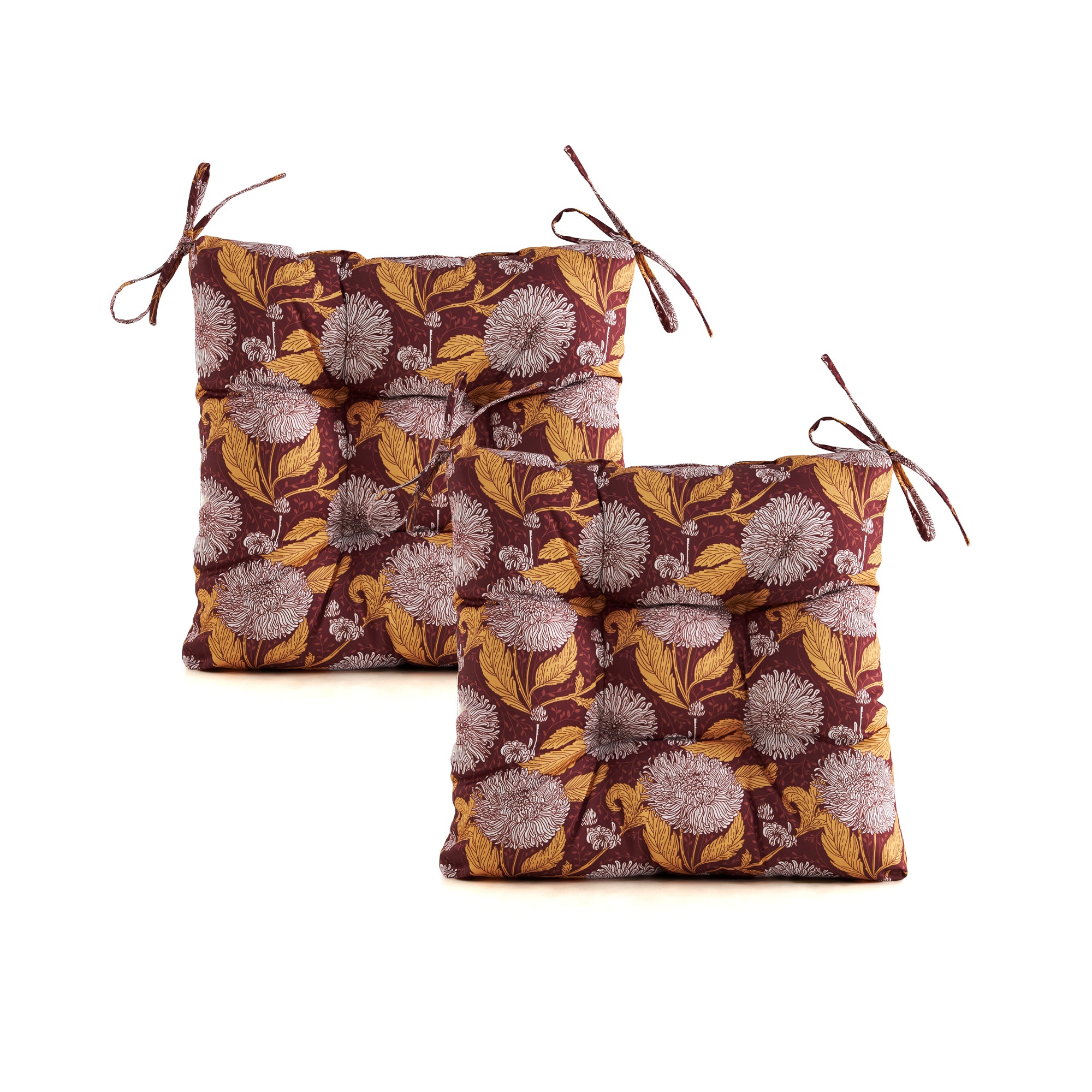 ARTPLANT Outdoor Dinning Seat Pads Cushions with Tie 19"x19"x4",Square Wicker Outdoor Tufted Chair Cushion,Set of 2