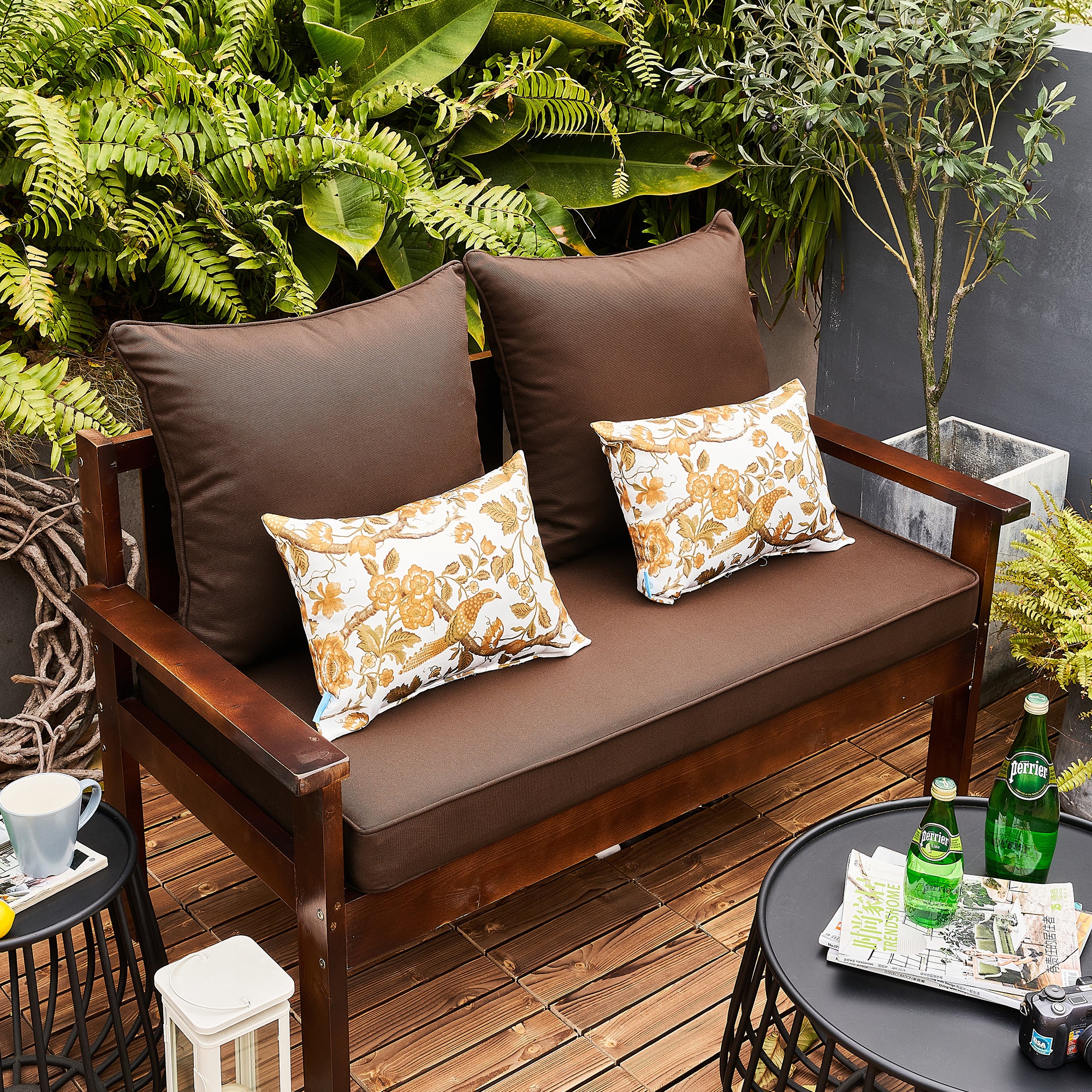 ARTPLAN Patio Bench Cushions Set of 5, Outdoor Sofa Cushions | All-Weather Fabric | Lumbar Support Pillows | Waterproof & Fade-Resistant for Sectionals