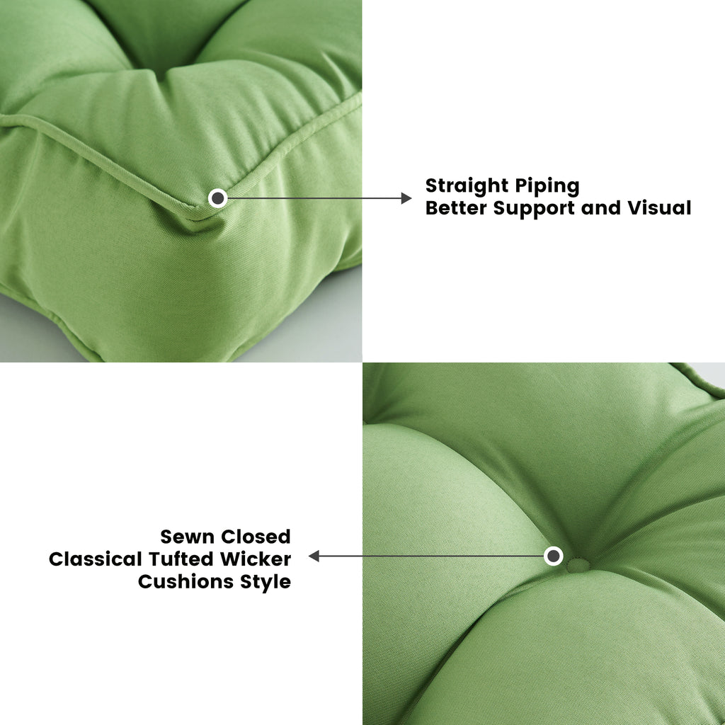 ARTPLAN Outdoor Seat Cushions,Pack of 2 Tufted  Patio Chair Pads 19x19x5 Inches Square Foam for Dining Chair