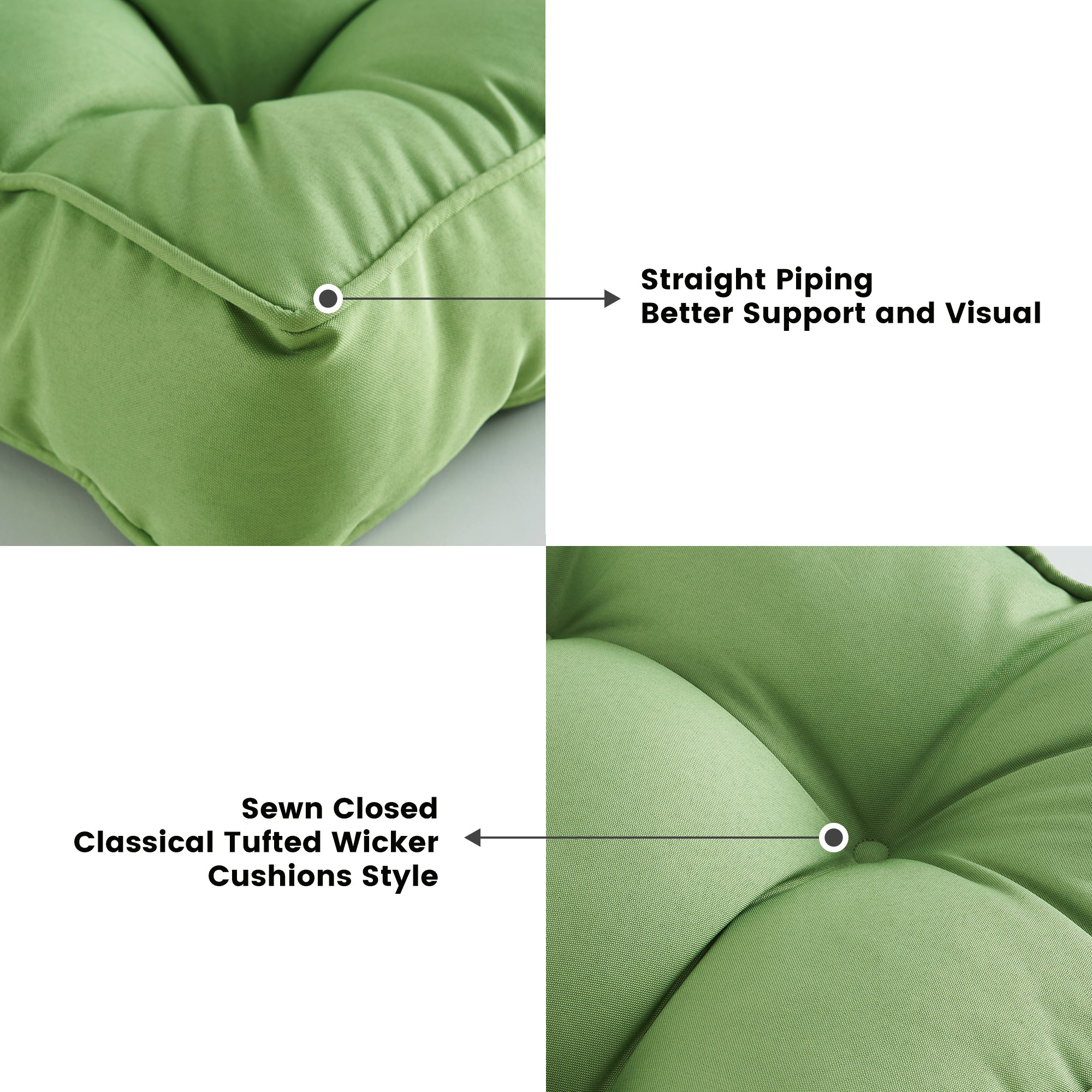 ARTPLAN Outdoor Seat Cushions,Pack of 2 Tufted  Patio Chair Pads 19x19x5 Inches Square Foam for Dining Chair