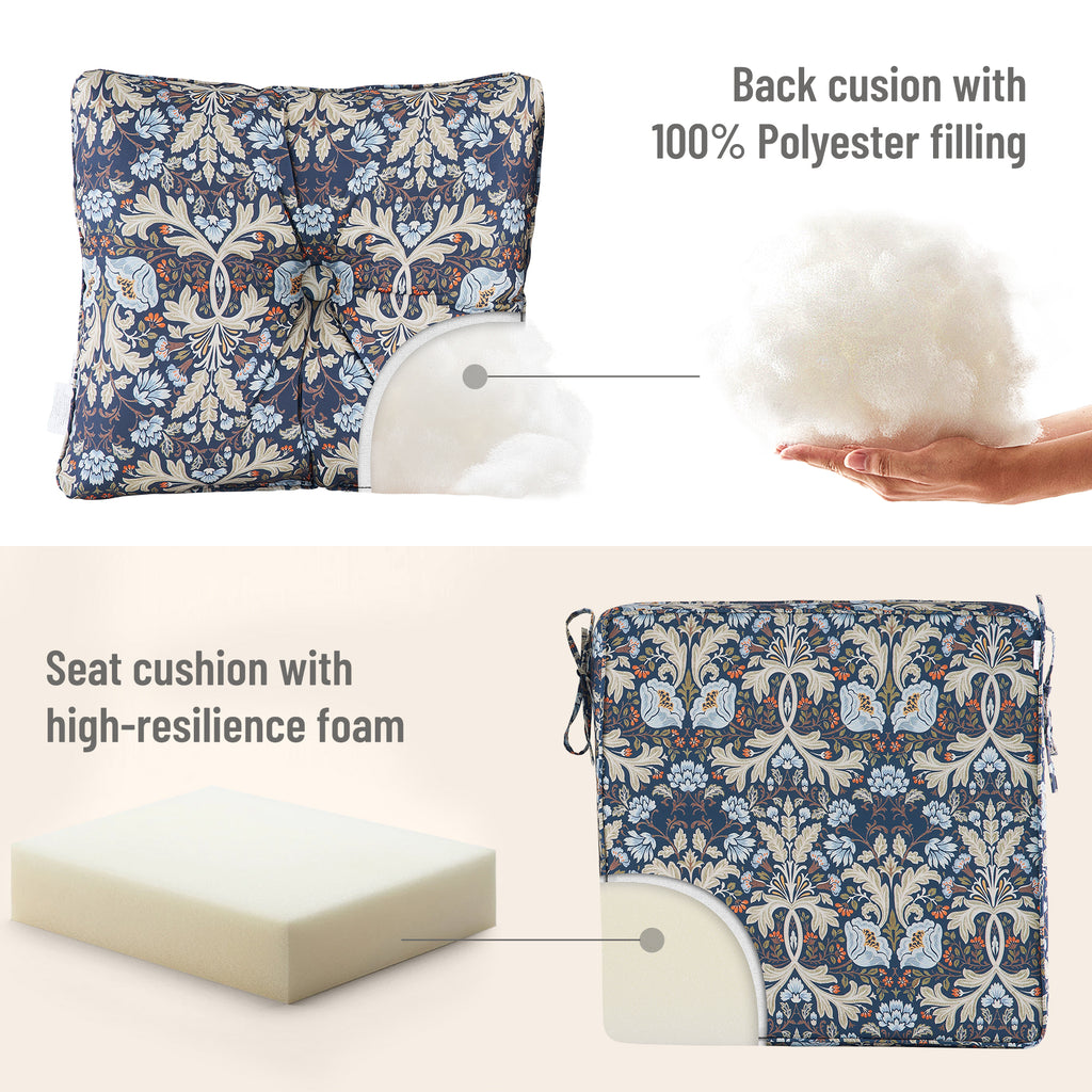 Deep Seat Pillow and High Back Chair Cushions Outdoor Water Repellent Replacement Patio Seating Cushions,Seat 24"x24"x6",Back 22"x24"x6"