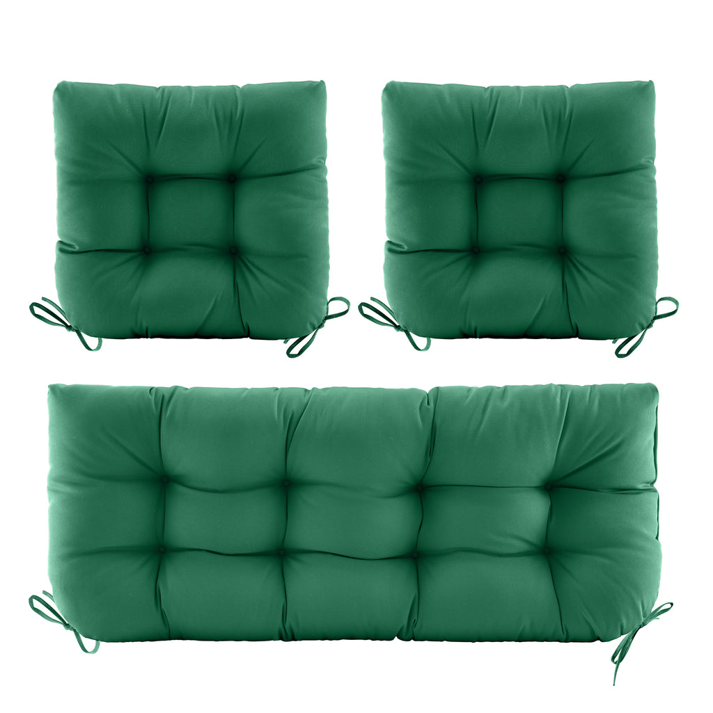 3 Pieces Outdoor Chair Cushions Clearance with Ties,44x19x5 Inches,1 Love seat &2 U-Shape Tufted Patio Bench Cushions for Wicker Outdoor Furniture,All Weather,
