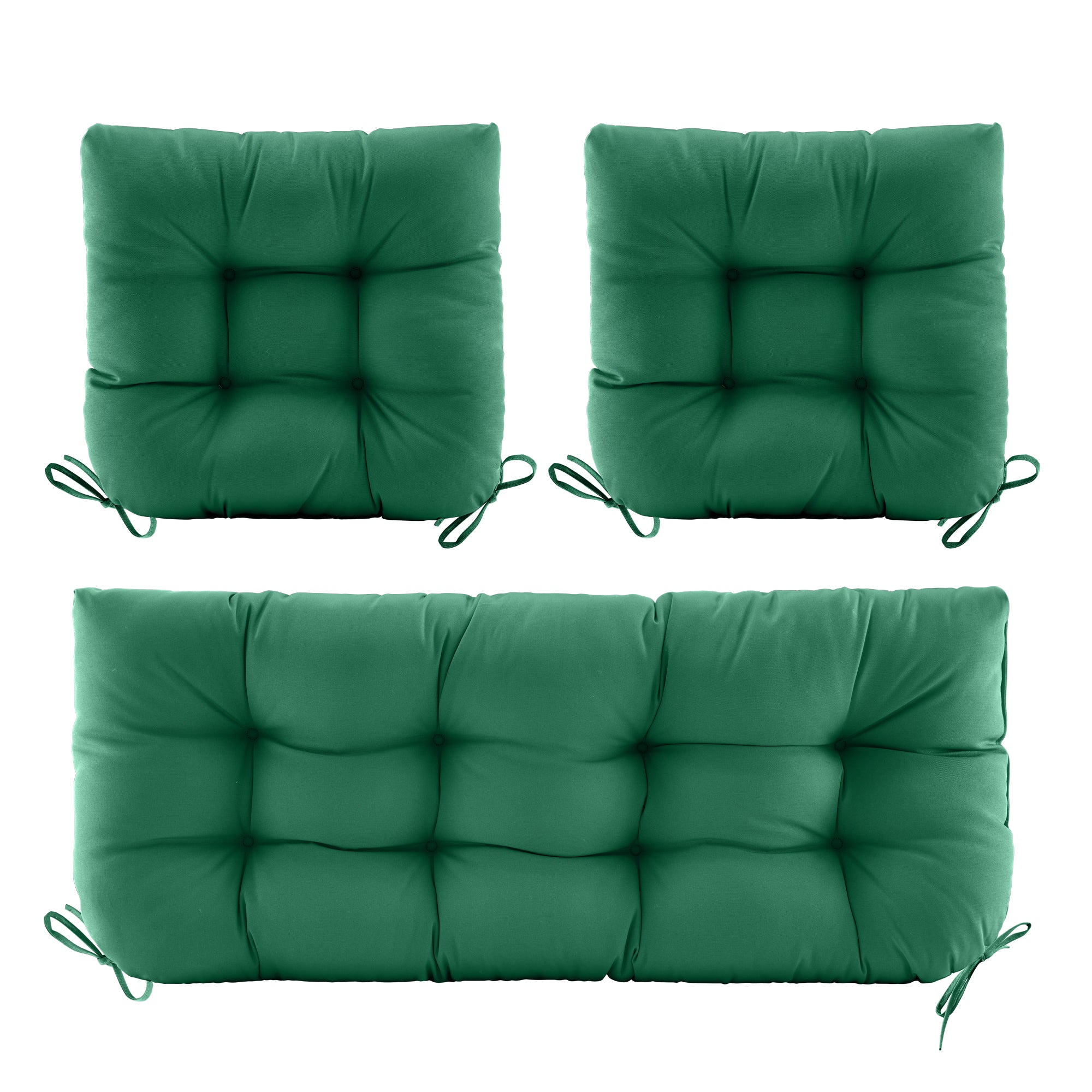 3 Pieces Outdoor Chair Cushions Clearance with Ties,44x19x5 Inches,1 Love seat &2 U-Shape Tufted Patio Bench Cushions for Wicker Outdoor Furniture,All Weather,