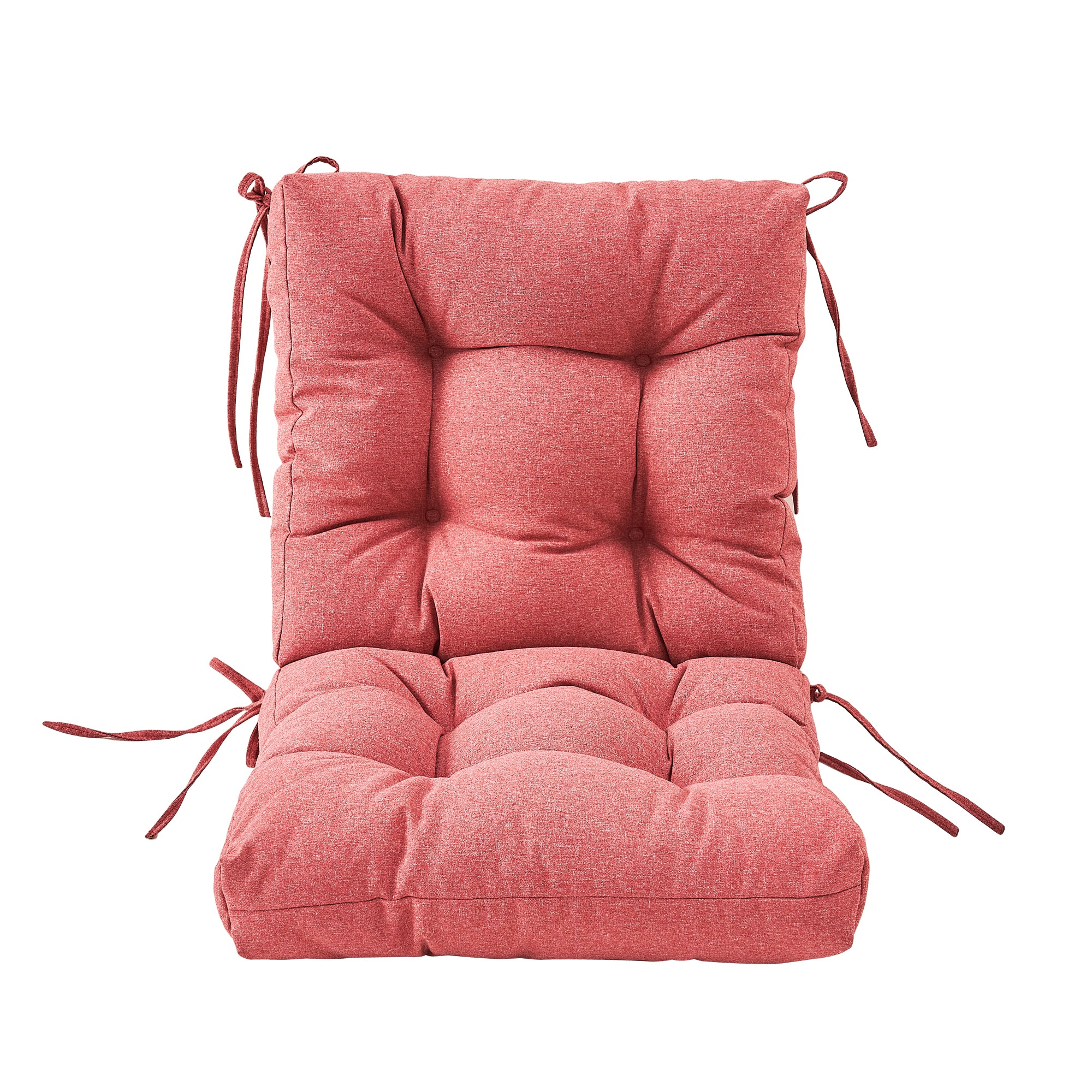 Artplan Outdoor Cushions Wicker Tufted Pillow with Back for Outdoor Furniture, Rocking Chair Cushion Premium Tufted Pads Set of Upper and Lower with Ties