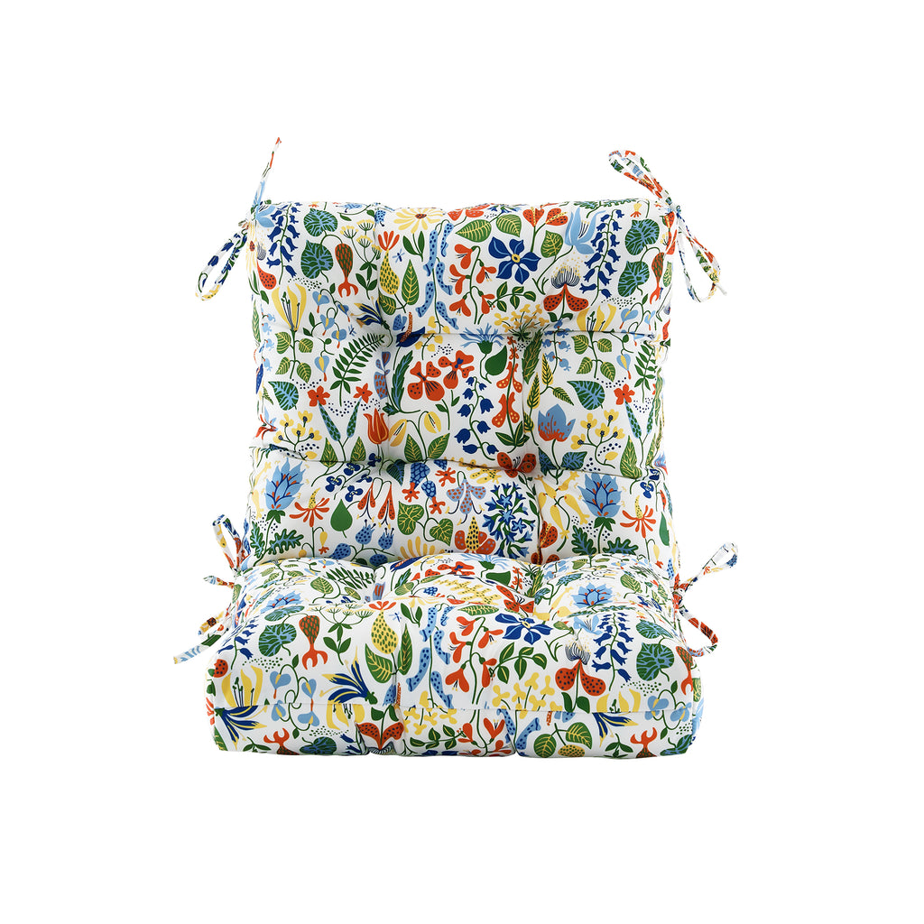 ARTPLAN Patio Chair Cushions Combined Seat and Back,Tufted Outdoor Swivel Chair Cushion with Tie,40"x20"x4",Floral