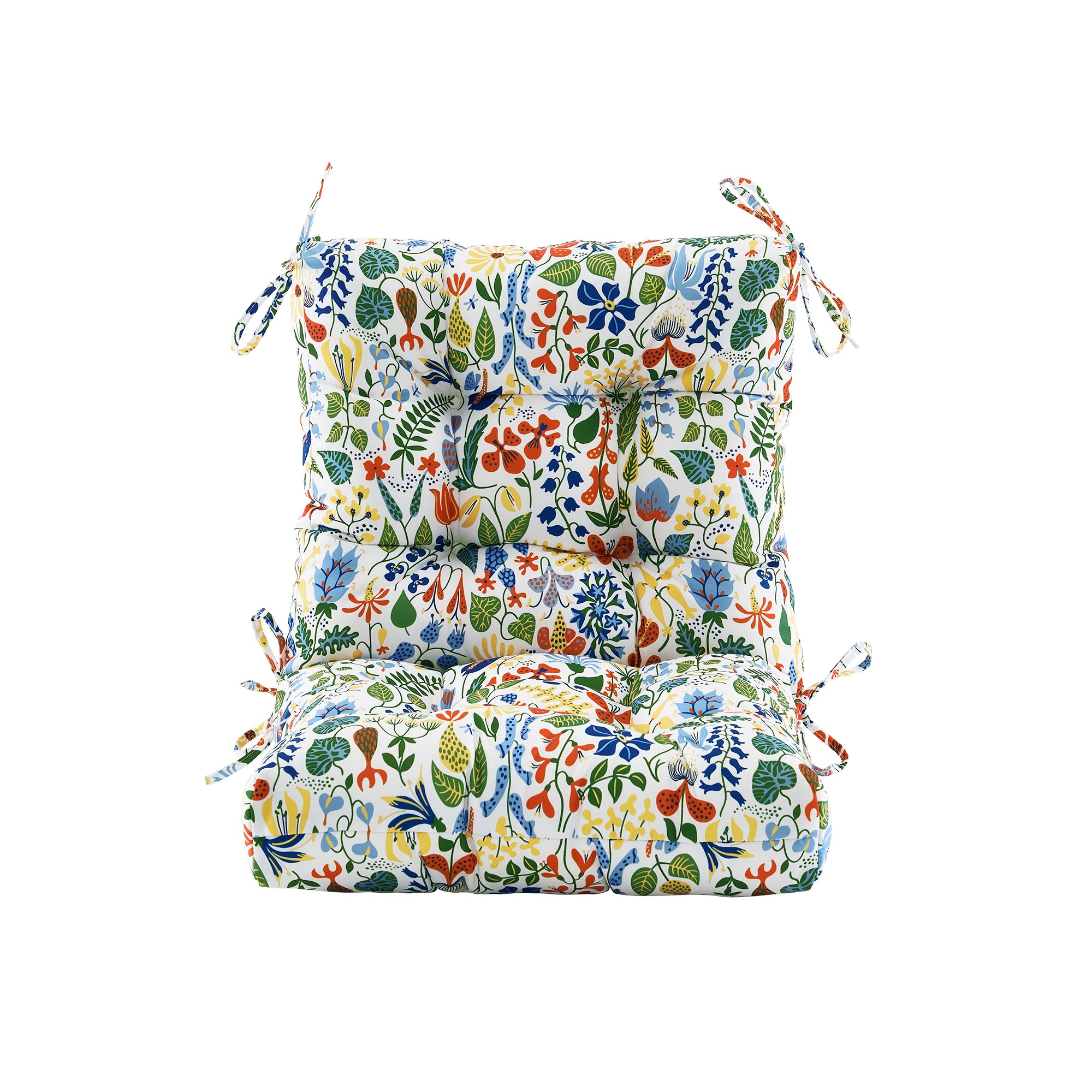 ARTPLAN Patio Chair Cushions Combined Seat and Back,Tufted Outdoor Swivel Chair Cushion with Tie,40"x20"x4",Floral