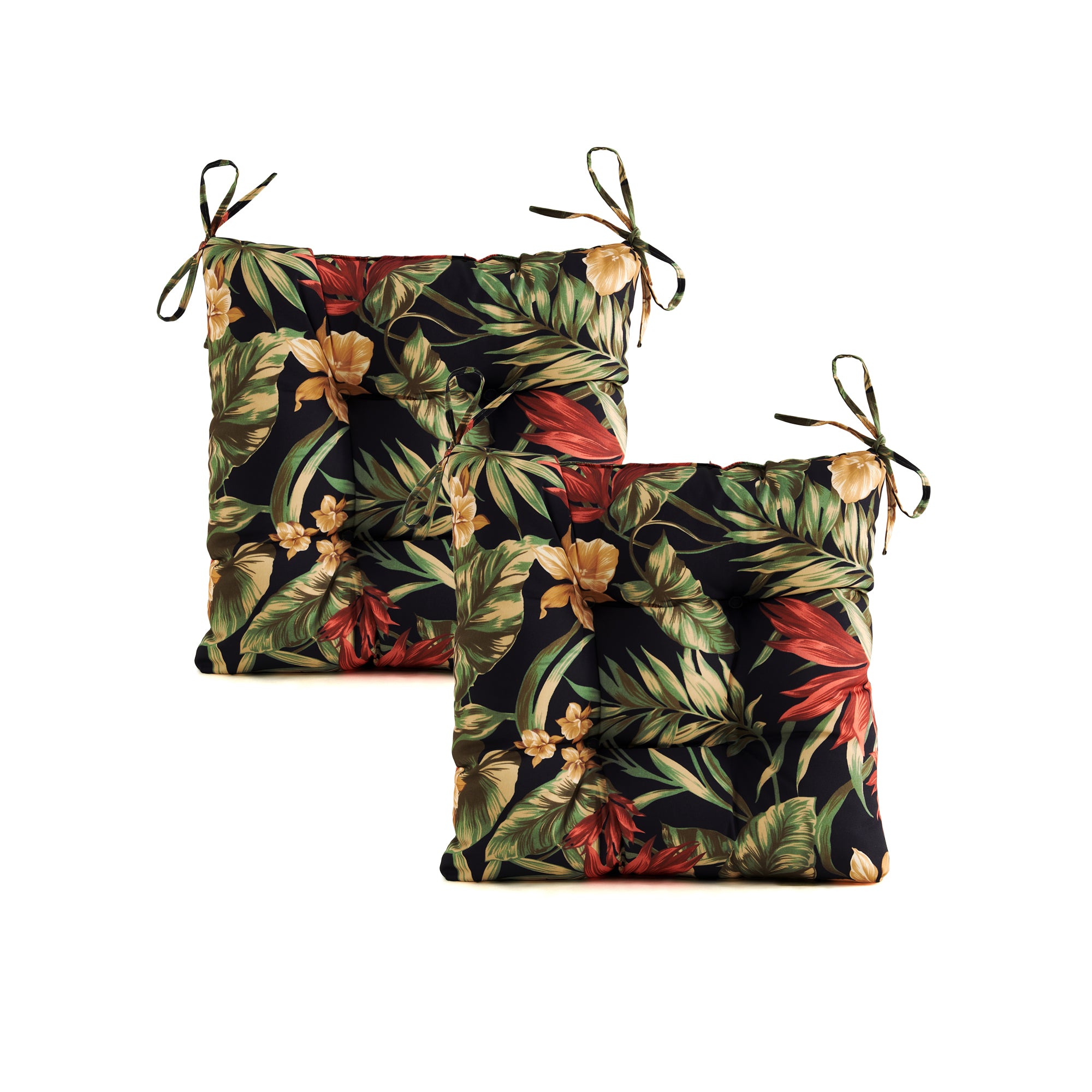 ARTPLANT Outdoor Dinning Seat Pads Cushions with Tie 19"x19"x4",Square Wicker Outdoor Tufted Chair Cushion,Set of 2