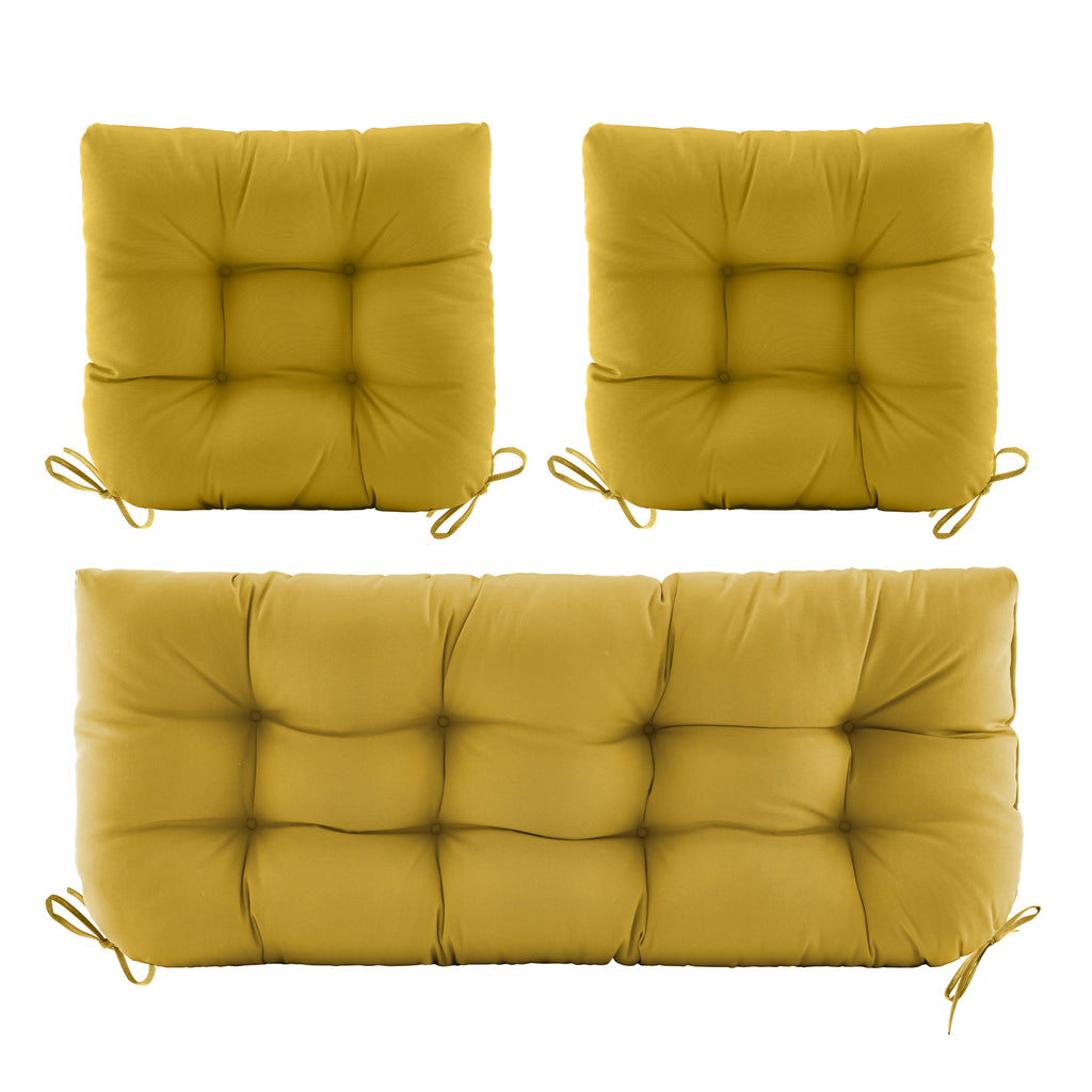 3 Pieces Outdoor Chair Cushions Clearance with Ties,44x19x5 Inches,1 Love seat &2 U-Shape Tufted Patio Bench Cushions for Wicker Outdoor Furniture,All Weather,