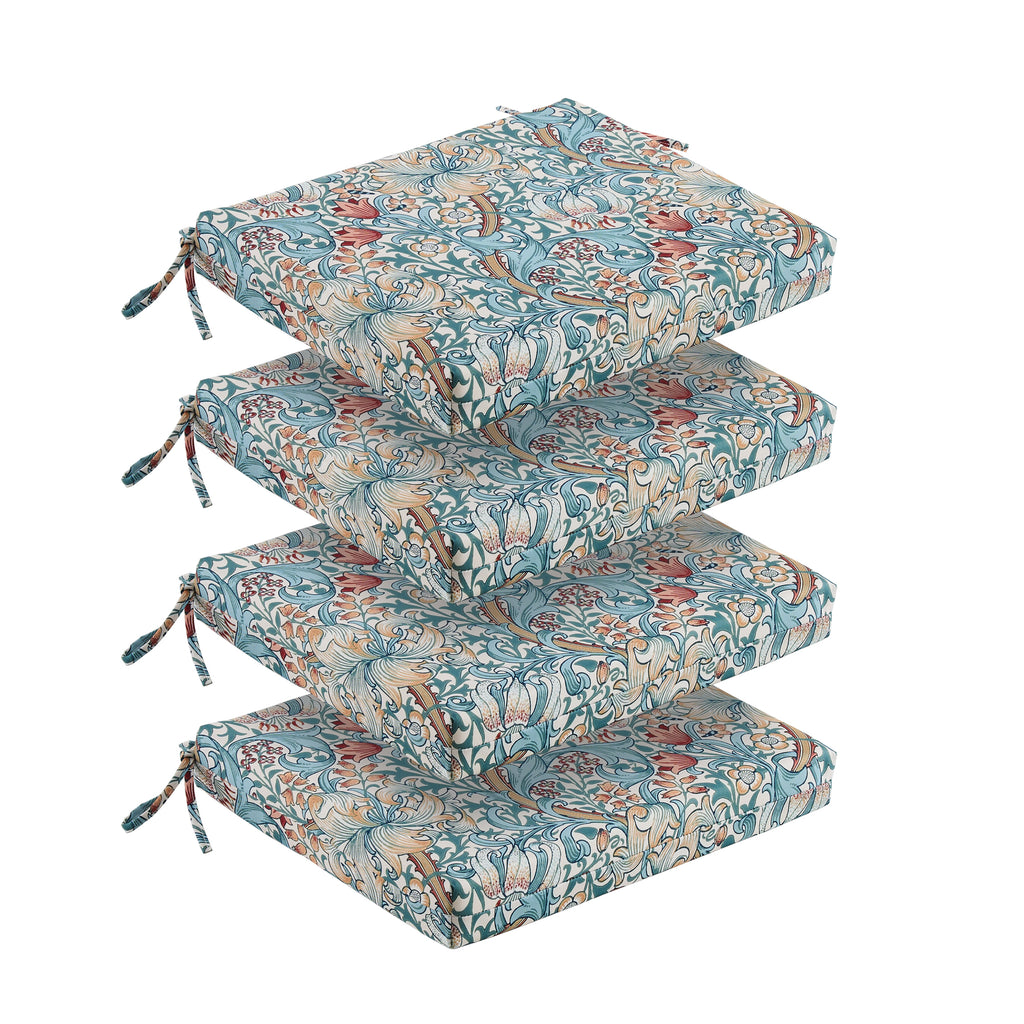 Outdoor Chair Cushions for Patio Furniture, Waterproof Outdoor Cushions, Round Corner Patio Chair Cushions Set of 4 with Ties,17"x16"x2"