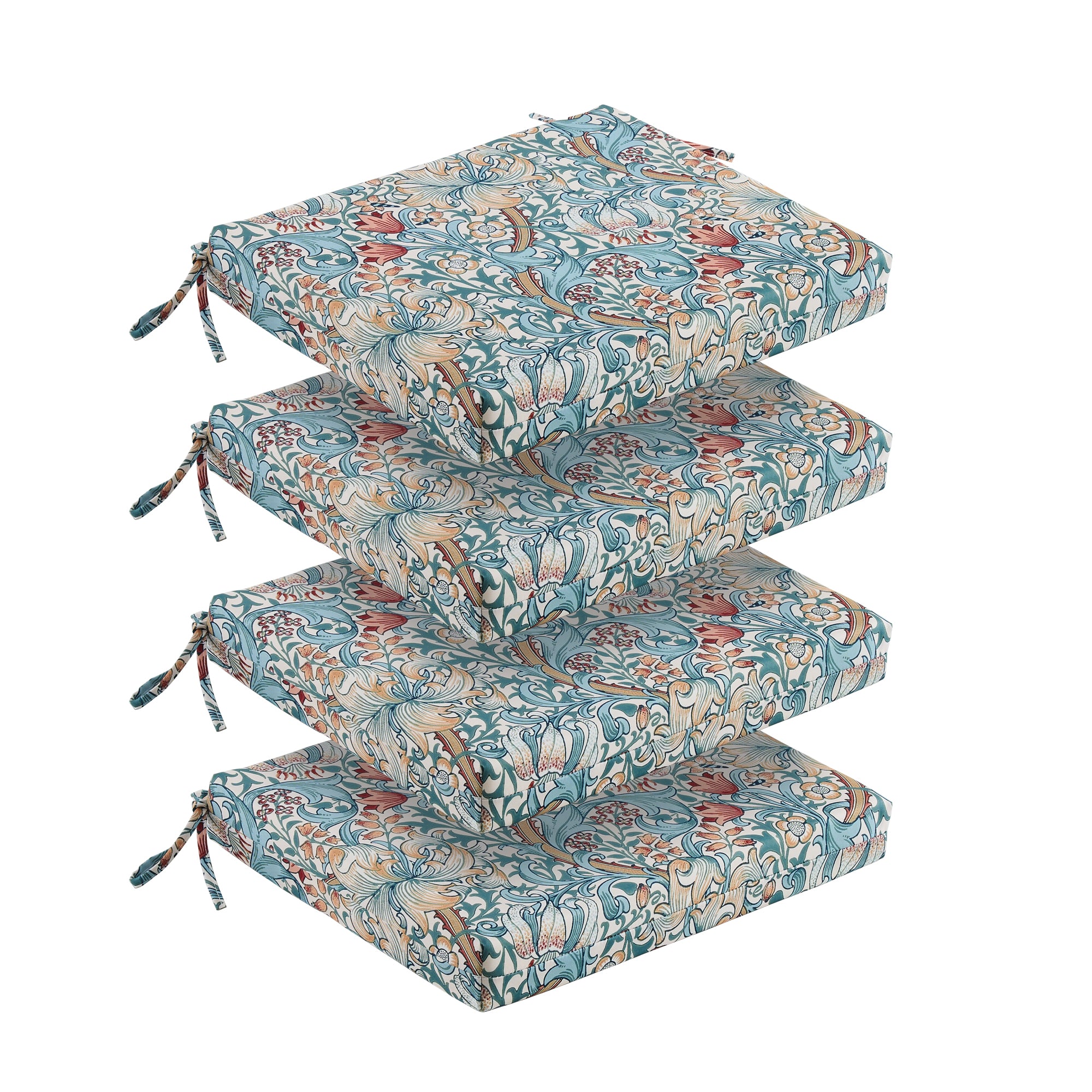 Outdoor Chair Cushions for Patio Furniture, Waterproof Outdoor Cushions, Round Corner Patio Chair Cushions Set of 4 with Ties,17"x16"x2"