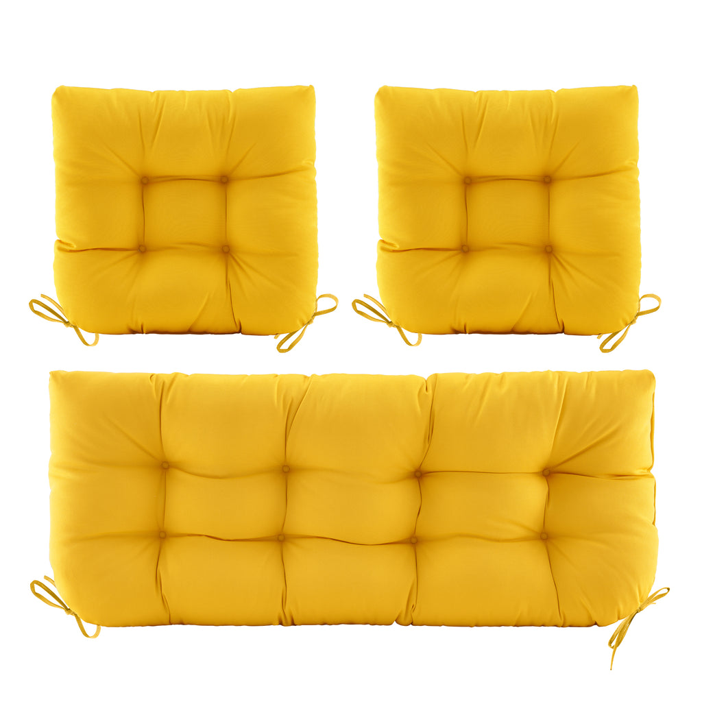 3 Pieces Outdoor Chair Cushions Clearance with Ties,44x19x5 Inches,1 Love seat &2 U-Shape Tufted Patio Bench Cushions for Wicker Outdoor Furniture,All Weather,