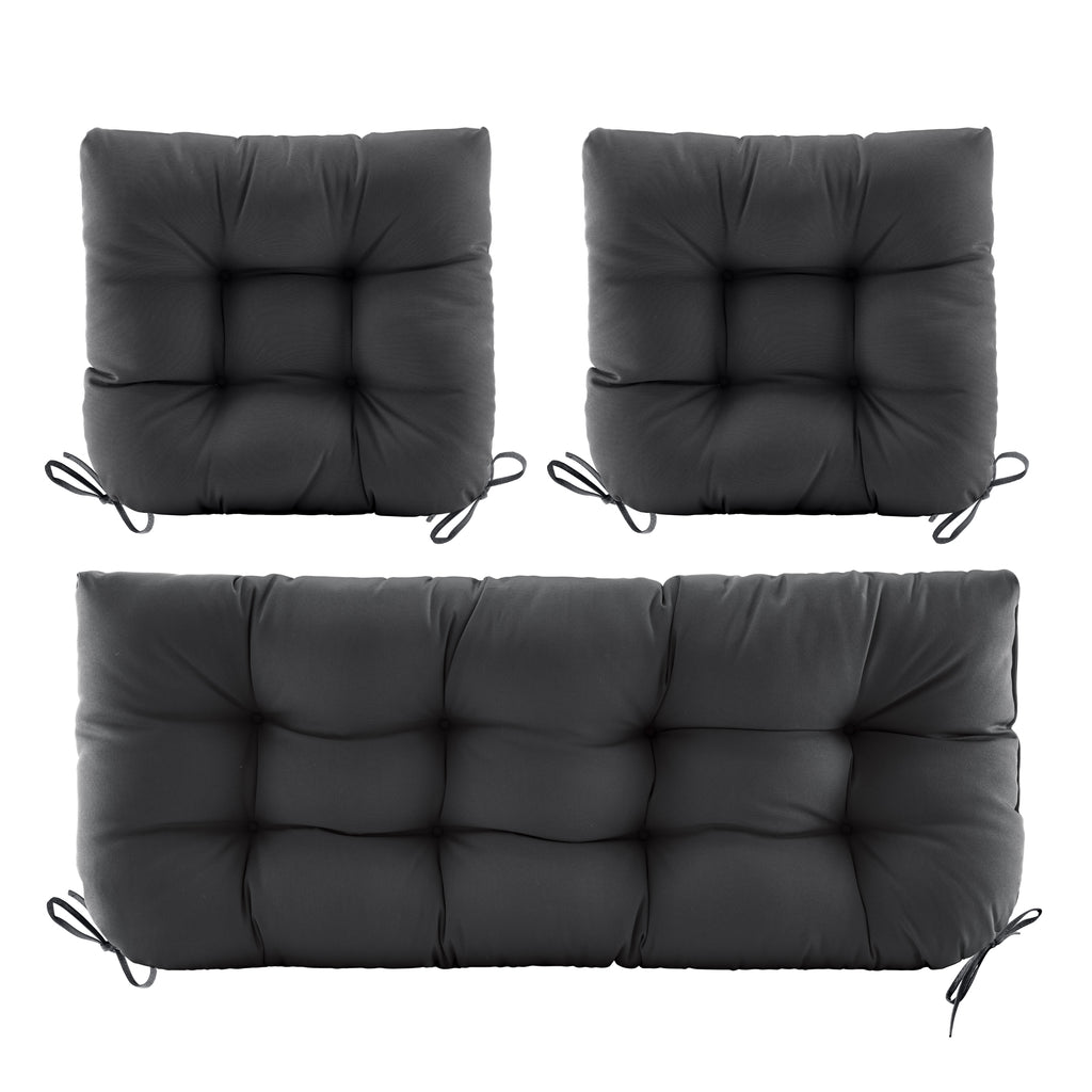 3 Pieces Outdoor Chair Cushions Clearance with Ties,44x19x5 Inches,1 Love seat &2 U-Shape Tufted Patio Bench Cushions for Wicker Outdoor Furniture,All Weather,