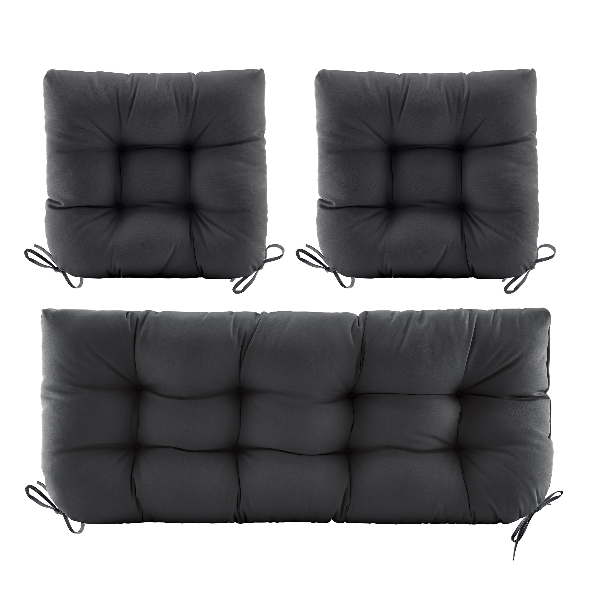 3 Pieces Outdoor Chair Cushions Clearance with Ties,44x19x5 Inches,1 Love seat &2 U-Shape Tufted Patio Bench Cushions for Wicker Outdoor Furniture,All Weather,