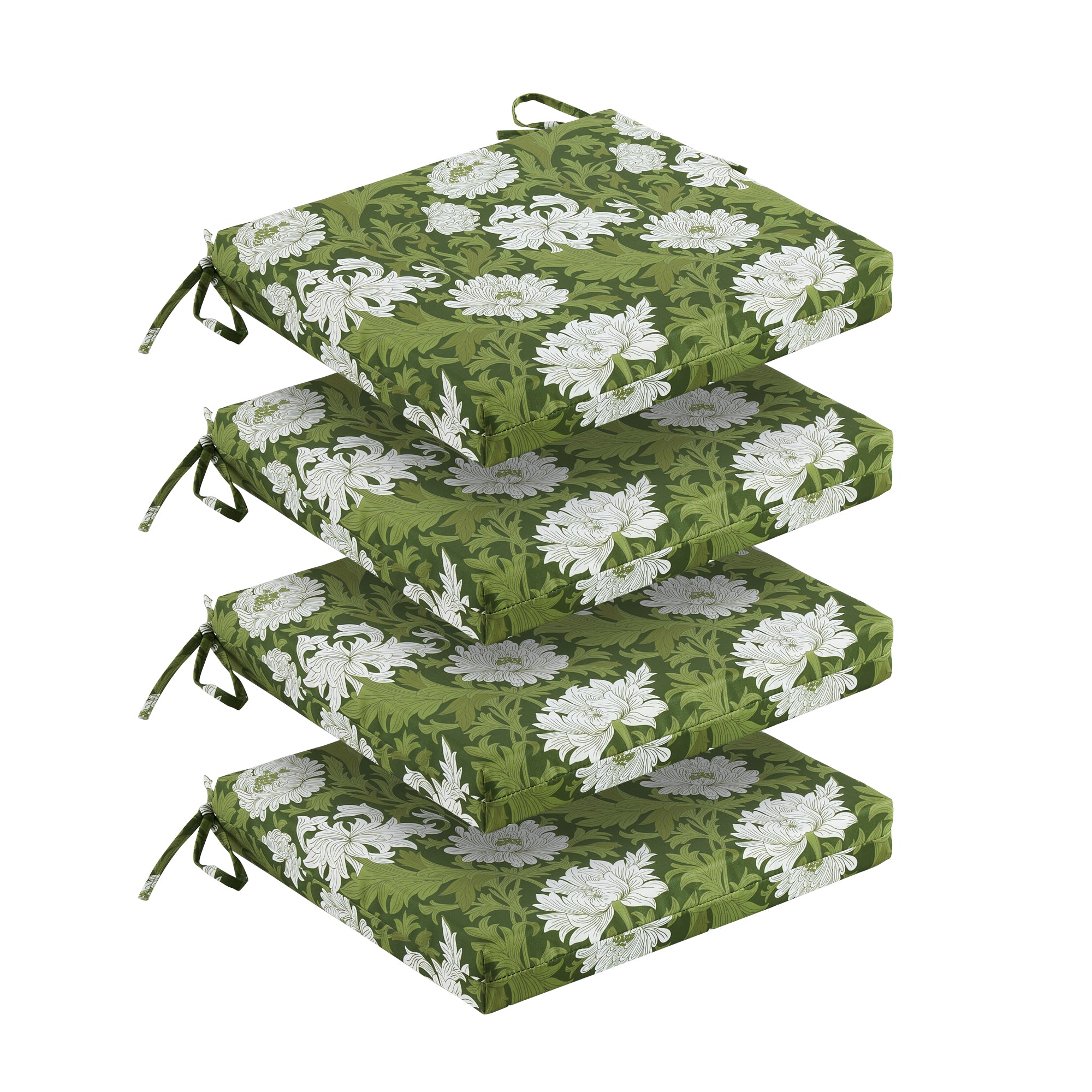 Outdoor Chair Cushions for Patio Furniture, Waterproof Outdoor Cushions, Round Corner Patio Chair Cushions Set of 4 with Ties,17"x16"x2"