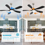 52 Inch Ceiling Fan with Light and Remote Control, 6-Speed Reversible Quiet DC Motor, 3 Color Temperatures LED Light, 3 Timer Settings, Adjustable Height for Large Room, Bedroom, Living Room (Walnut/Black/Orginal/White/Sakuragi)