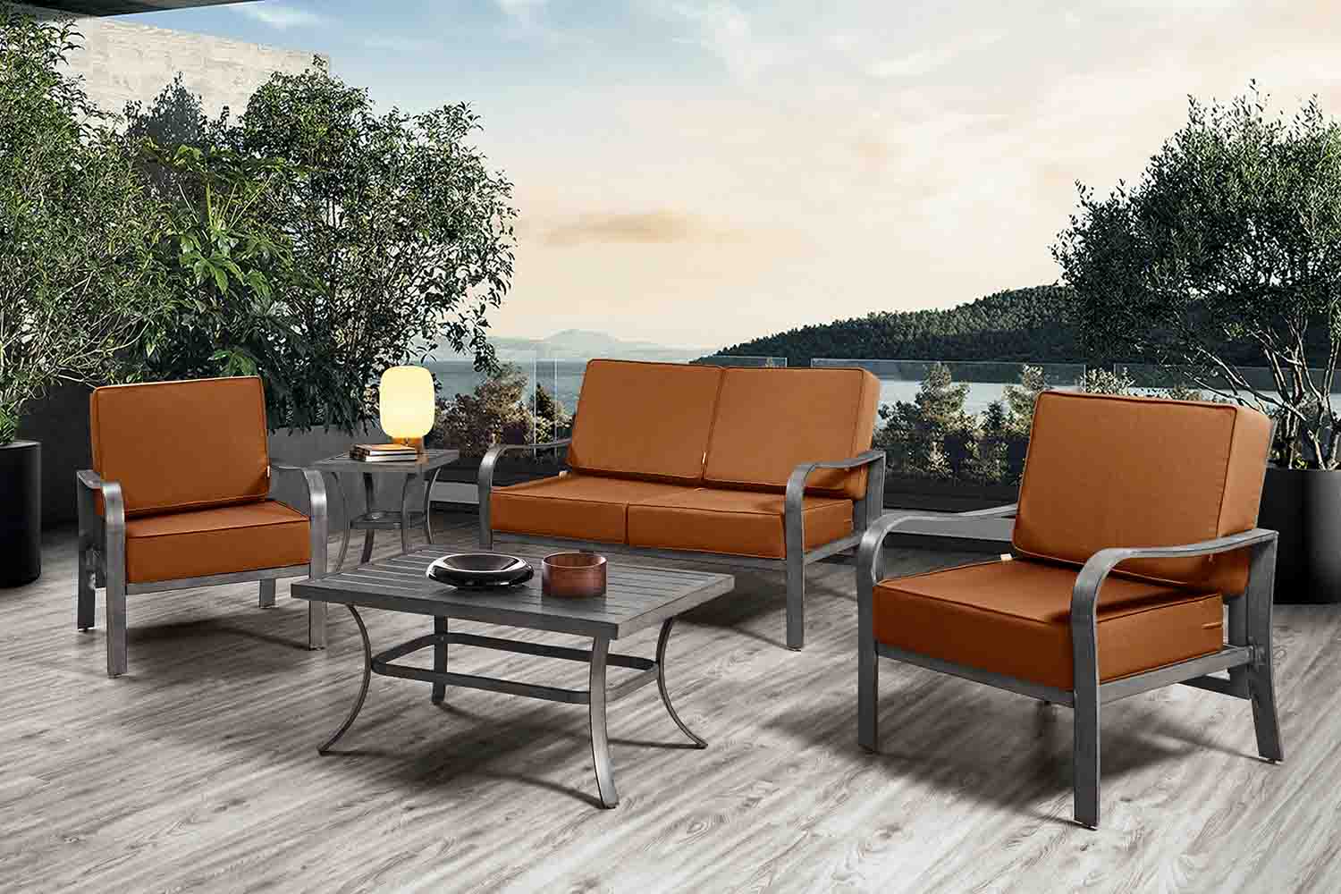 ARTPLAN Outdoor Cushions for Patio Furniture, 24x24x6" Thick Seat Cushion Set, Fade Resistant, Deep Seat Bottom and Back Cushion with Removable Cover