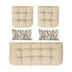 ARTPLAN All Weather Chair Outdoor Cushions Settee Loveseat Bench Cushions Set of 5 Wicker Tufted Pillow for Patio Outdoor Furniture