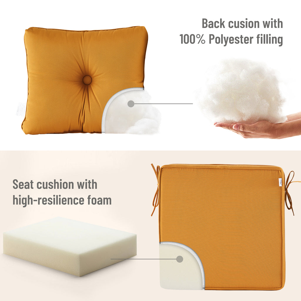 Deep Seat Pillow and High Back Chair Cushions Outdoor Water Repellent Replacement Patio Seating Cushions,Seat 24"x24"x6",Back 22"x24"x6"