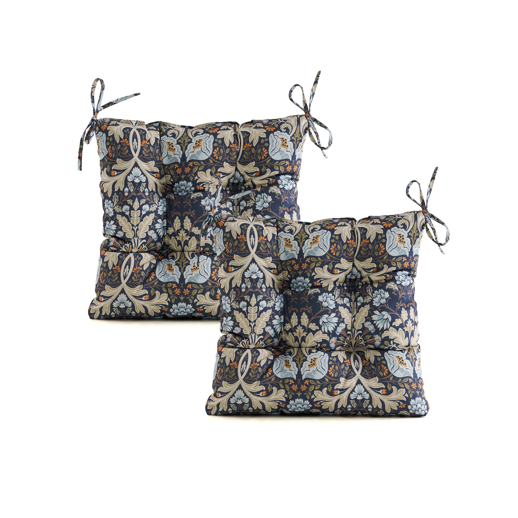 ARTPLANT Outdoor Dinning Seat Pads Cushions with Tie 19"x19"x4",Square Wicker Outdoor Tufted Chair Cushion,Set of 2
