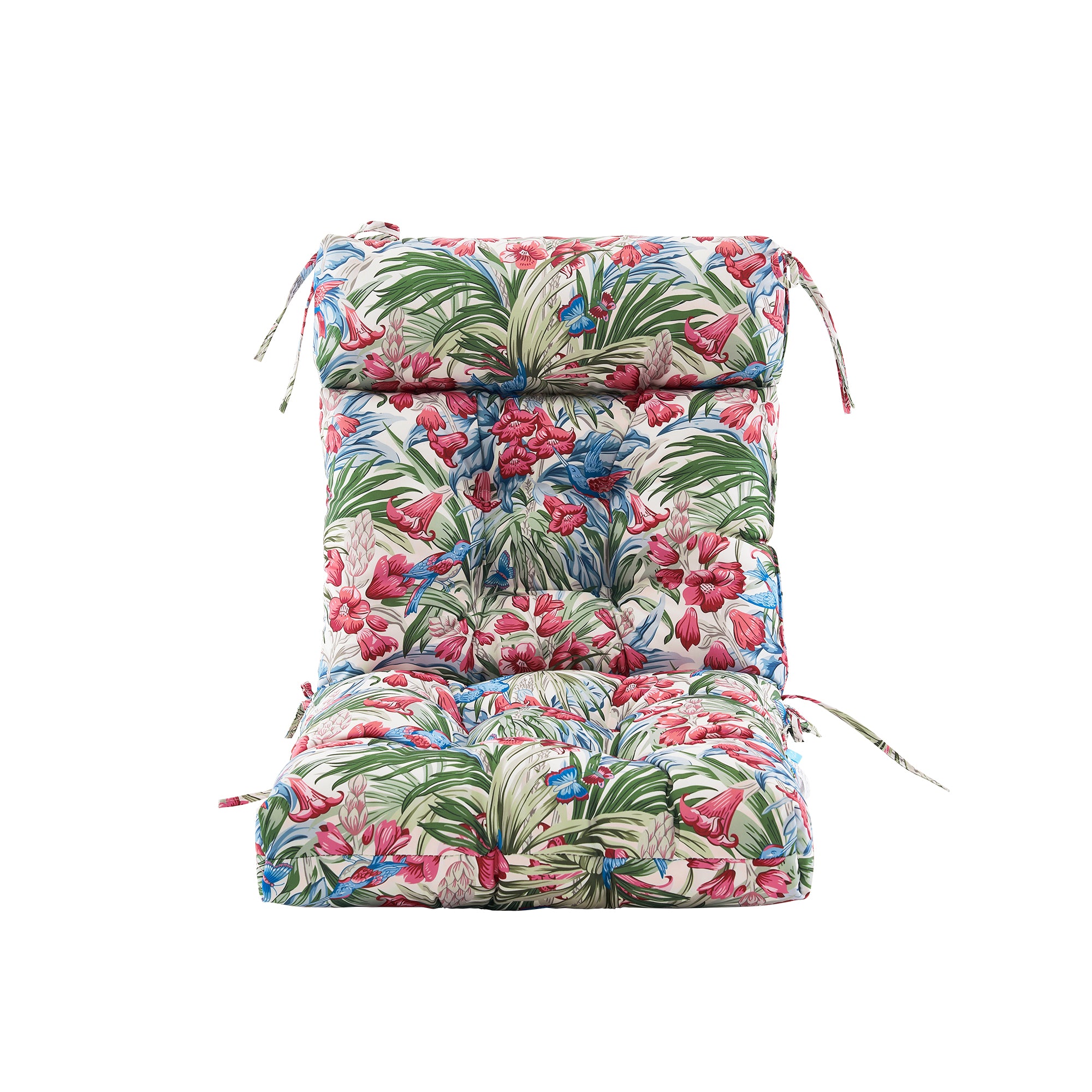 ARTPLAN Patio Chair Cushions Combined Seat and Back,Tufted Outdoor Swivel Chair Cushion with Tie,40"x20"x4"，Floral