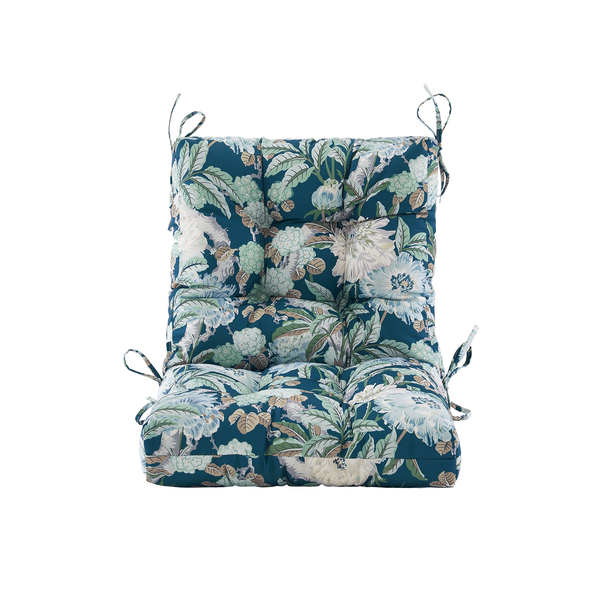 ARTPLAN Outdoor Chair Cushions,40"x20"x4",Low BackTufted Thick Outdoor Wicker Lawn Seat Cushion with Ties for Patio Furniture,Floral
