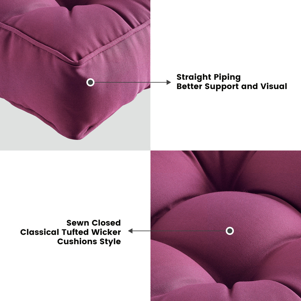 ARTPLAN Outdoor Seat Cushions,Pack of 2 Tufted  Patio Chair Pads 19x19x5 Inches Square Foam for Dining Chair