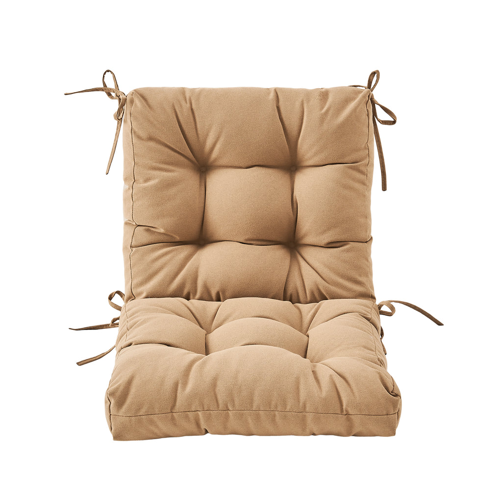 Artplan Outdoor Cushions Wicker Tufted Pillow with Back for Outdoor Furniture, Rocking Chair Cushion Premium Tufted Pads Set of Upper and Lower with Ties