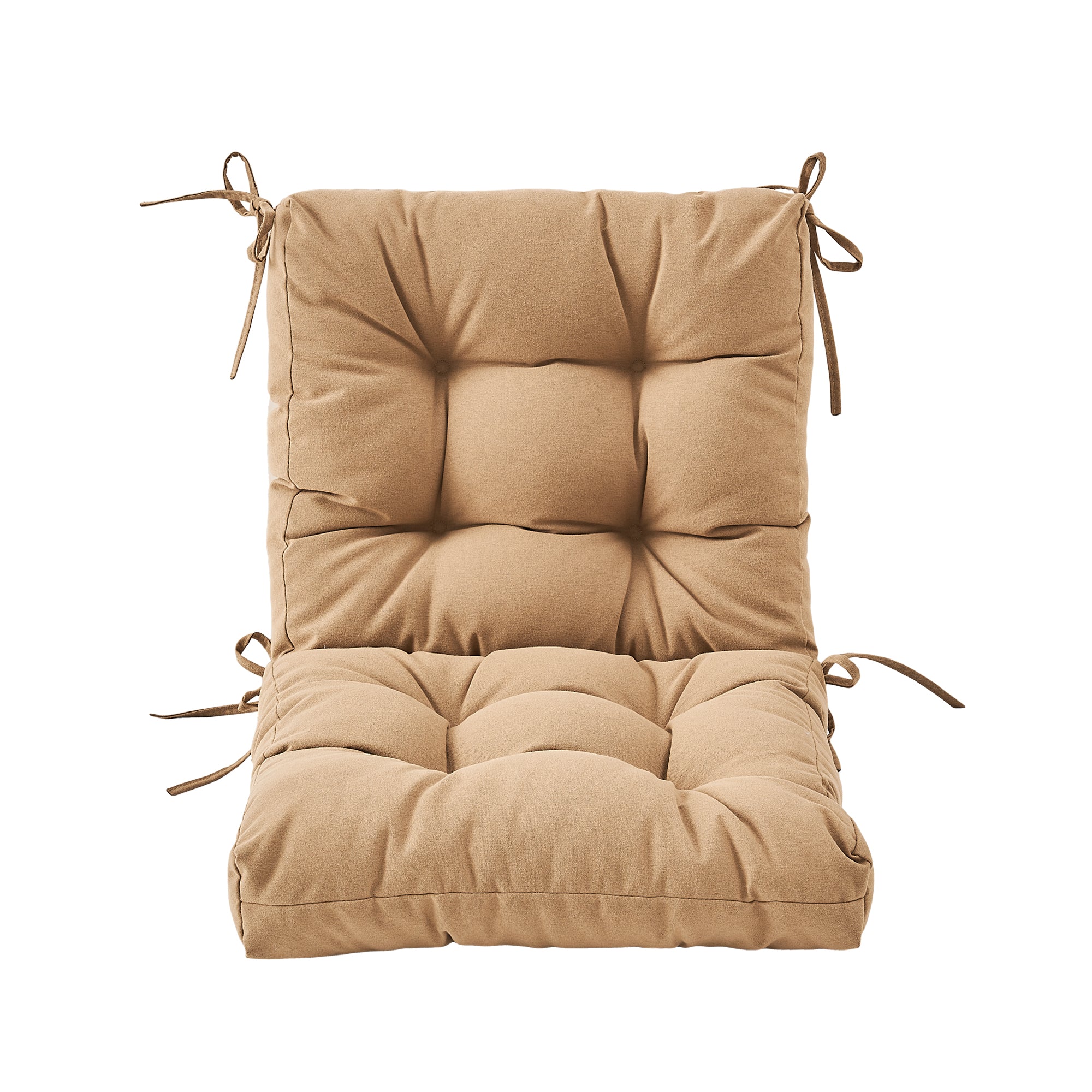 Artplan Outdoor Cushions Wicker Tufted Pillow with Back for Outdoor Furniture, Rocking Chair Cushion Premium Tufted Pads Set of Upper and Lower with Ties
