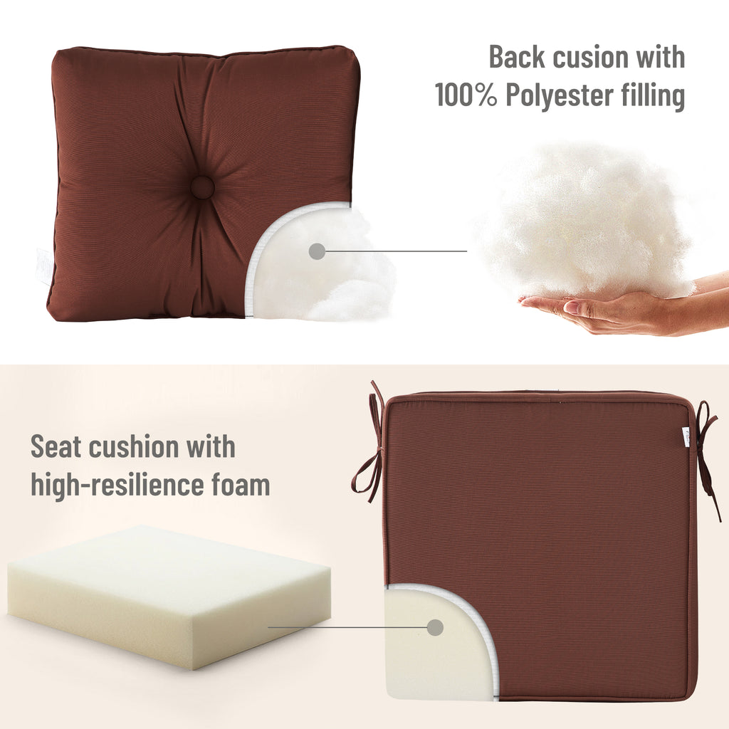 Deep Seat Pillow and High Back Chair Cushions Outdoor Water Repellent Replacement Patio Seating Cushions,Seat 24"x24"x6",Back 22"x24"x6"