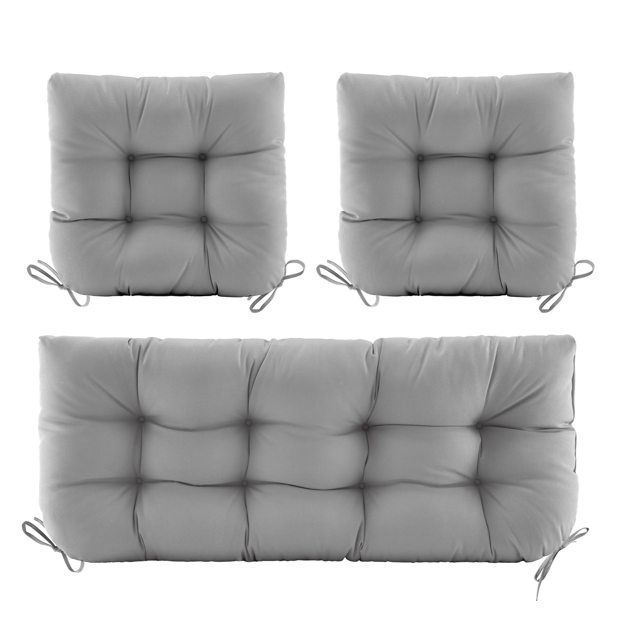 3 Pieces Outdoor Chair Cushions Clearance with Ties,44x19x5 Inches,1 Love seat &2 U-Shape Tufted Patio Bench Cushions for Wicker Outdoor Furniture,All Weather,