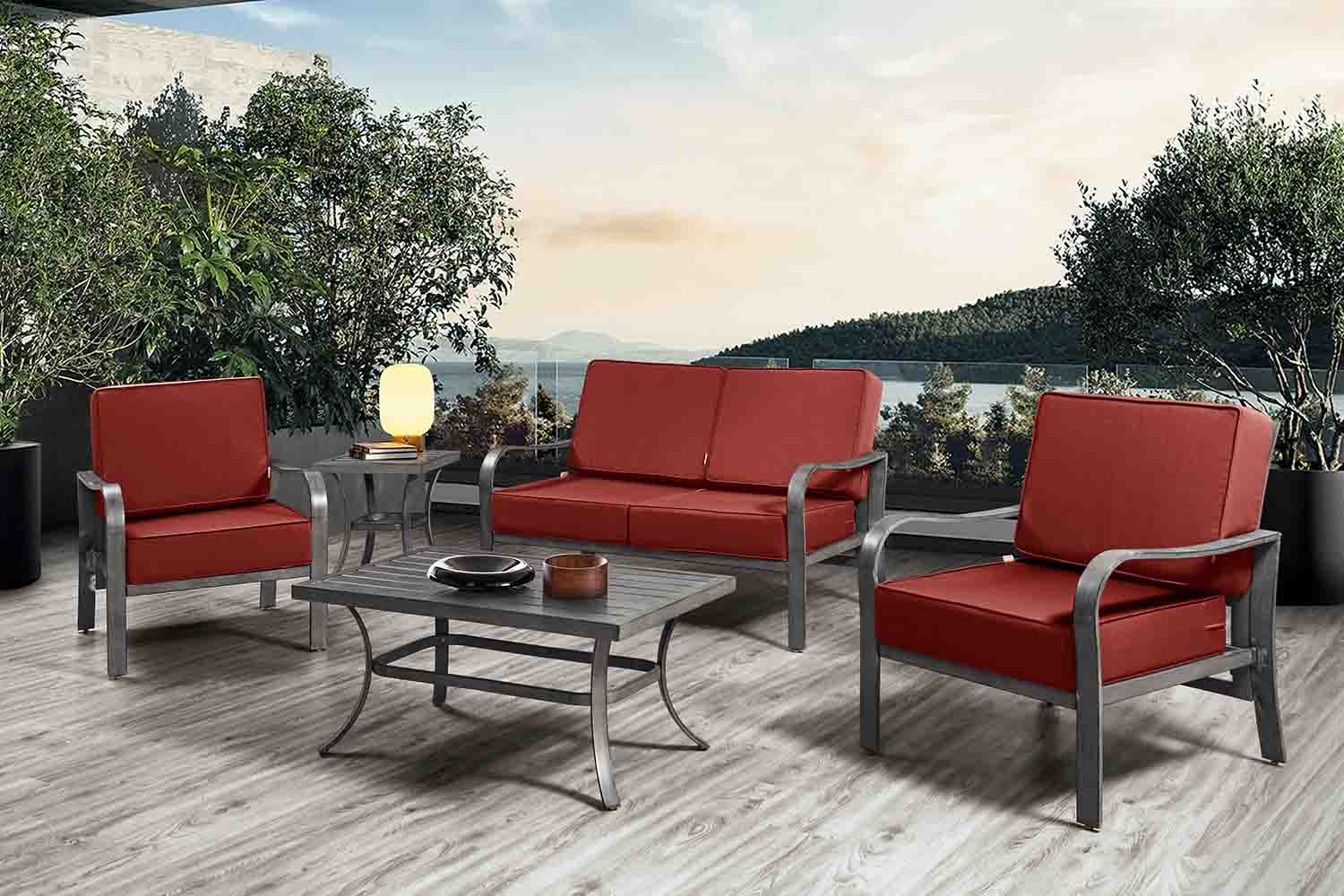 ARTPLAN Outdoor Cushions for Patio Furniture, 24x24x6" Thick Seat Cushion Set, Fade Resistant, Deep Seat Bottom and Back Cushion with Removable Cover